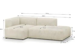 Canapé D'angle à Gauche Modulable Avec Méridienne 3/4 Places En Velours Côtelé Beige - Modulo -Accueil-Canapé canape 22971871