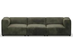 Canapé Modulable 4 Places En Velours Côtelé Vert Kaki - Modulo