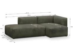 Canapé D'angle à Droite Modulable Avec Méridienne 3/4 Places En Velours Côtelé Vert Kaki - Modulo -Accueil-Canapé canape 22986417