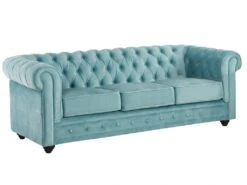 Canapé 3 Places CHESTERFIELD - Velours Bleu Pastel -Accueil-Canapé canape 243863