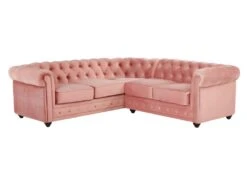 Canapé D'angle En Velours CHESTERFIELD - Rose Pastel -Accueil-Canapé canape 243973