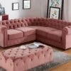 Canapé D'angle En Velours CHESTERFIELD - Rose Pastel -Accueil-Canapé canape 247539