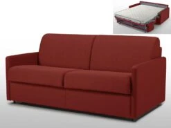 Canapé 3 Places Convertible Express En Tissu CALIFE - Rouge - Couchage 140 Cm - Matelas 14 Cm -Accueil-Canapé canape 249355