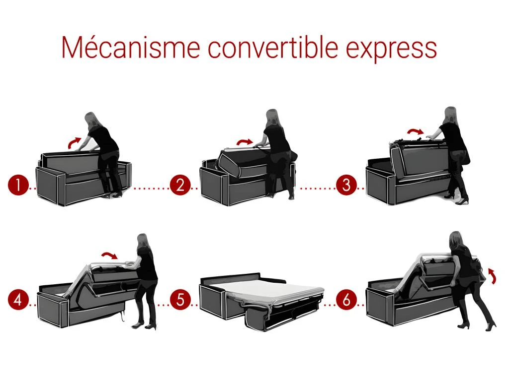 Canapé 4 Places Convertible Express En Simili CALIFE - Marron - Couchage à Lattes Larges 160 Cm - Matelas 18 Cm 8 Canapé 4 Places Convertible Express En Simili CALIFE - Marron - Couchage à Lattes Larges 160 Cm - Matelas 18 Cm – Image 6