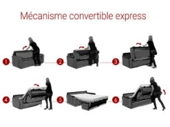 Canapé 4 Places Convertible Express En Simili CALIFE - Rouge - Couchage 160 Cm - Matelas 18 Cm -Accueil-Canapé canape 255111 29