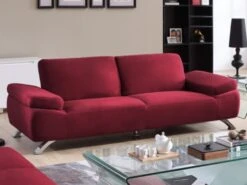 Canapé 3 Places En Microfibre POLKA - Rouge