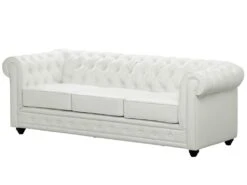 Canapé 3 Places En Simili CHESTERFIELD - Blanc -Accueil-Canapé canape 268193