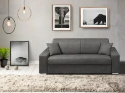 Canapé 2 Places Convertible Express En Tissu EMIR - Gris - Couchage 120 Cm - Matelas 22 Cm -Accueil-Canapé canape 272591 2