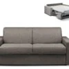 Canapé 3 Places Convertible Express En Tissu CALITO - Anthracite - Couchage Lattes Larges 140 Cm - Matelas 14 Cm