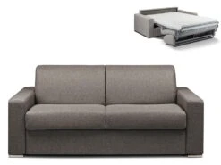 Canapé 3 Places Convertible Express En Tissu CALITO - Anthracite - Couchage Lattes Larges 140 Cm - Matelas 14 Cm