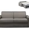 Canapé 3 Places Convertible Express En Tissu CALITO - Anthracite - Couchage Lattes Larges 140 Cm - Matelas 18 Cm