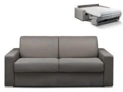 Canapé 3 Places Convertible Express En Tissu CALITO - Anthracite - Couchage Lattes Larges 140 Cm - Matelas 18 Cm
