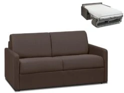 Canapé 2 Places Convertible Express En Tissu CALIFE - Marron - Couchage 120 Cm - Matelas 22 Cm
