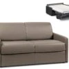 Canapé 2 Places Convertible Express En Simili CALIFE - Taupe - Couchage 120 Cm - Matelas 18 Cm -Accueil-Canapé canape 272823