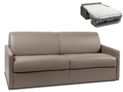 Canapé 4 Places Convertible Express En Simili CALIFE - Taupe - Couchage 160 Cm - Matelas 22 Cm