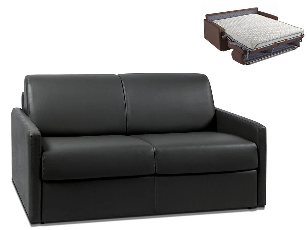 Canapé 2 Places Convertible Express En Simili CALIFE - Noir - Couchage 120 Cm - Matelas 14 Cm 3 Canapé 2 Places Convertible Express En Simili CALIFE - Noir - Couchage 120 Cm - Matelas 14 Cm