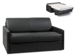 Canapé 2 Places Convertible Express En Simili CALIFE - Noir - Couchage 120 Cm - Matelas 18 Cm