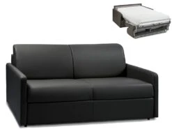 Canapé 3 Places Convertible Express En Simili CALIFE - Noir - Couchage 140 Cm - Matelas 22 Cm