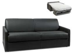 Canapé 4 Places Convertible Express En Simili CALIFE - Noir - Couchage 160 Cm - Matelas 22 Cm