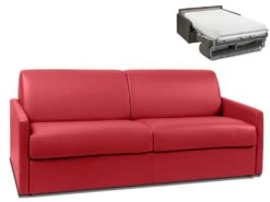 Canapé 4 Places Convertible Express En Simili CALIFE - Rouge - Couchage 160 Cm - Matelas 22 Cm