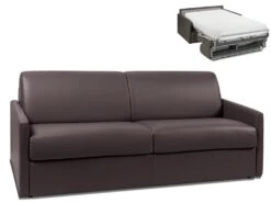 Canapé 4 Places Convertible Express En Simili CALIFE - Marron - Couchage 160 Cm - Matelas 22 Cm