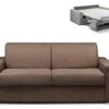 Canapé 3 Places Convertible Express En Tissu CALITO - Marron - Couchage Lattes Larges 140 Cm - Matelas 14 Cm -Accueil-Canapé canape 273031