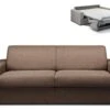 Canapé 4 Places Convertible Express En Tissu CALITO - Marron - Couchage Lattes Larges 160 Cm - Matelas 14 Cm
