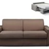 Canapé 3 Places Convertible Express En Tissu CALITO - Marron - Couchage Lattes Larges 140 Cm - Matelas 18 Cm -Accueil-Canapé canape 273037