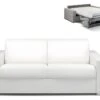Canapé 3 Places Convertible Express En Simili CALITO - Blanc - Couchage Lattes Larges 140 Cm - Matelas 18 Cm -Accueil-Canapé canape 273057
