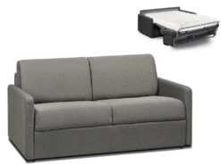 Canapé 2 Places Convertible Express En Tissu CALIFE - Gris Clair - Couchage 120 Cm - Matelas 18 Cm