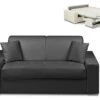 Canapé 2 Places Convertible Express En Simili EMIR - Noir - Couchage 120 Cm - Matelas 14 Cm
