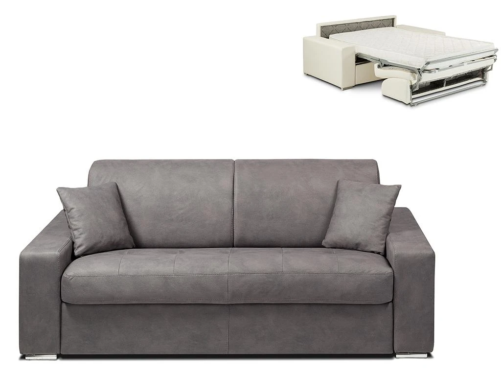 Canapé 2 Places Convertible Express En Tissu EMIR - Gris - Couchage 120 Cm - Matelas 14 Cm 3 Canapé 2 Places Convertible Express En Tissu EMIR - Gris - Couchage 120 Cm - Matelas 14 Cm
