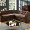 Canapé D'angle CHESTERFIELD En Microfibre Aspect Cuir Vieilli -Accueil-Canapé canape 278399