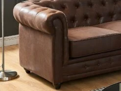 Canapé D'angle CHESTERFIELD En Microfibre Aspect Cuir Vieilli -Accueil-Canapé canape 278405