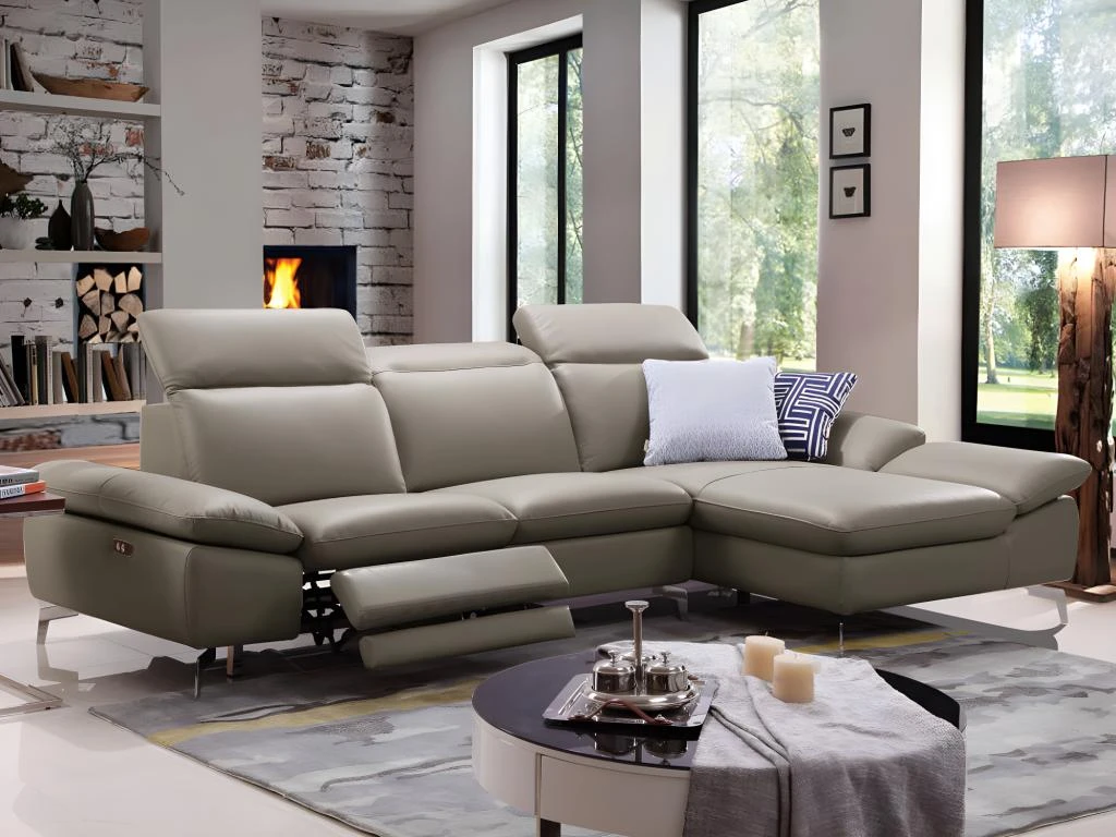 Canapé D'angle Relax électrique En Cuir De Buffle MARSALA - Taupe - Angle Droit 3 Canapé D'angle Relax électrique En Cuir De Buffle MARSALA - Taupe - Angle Droit