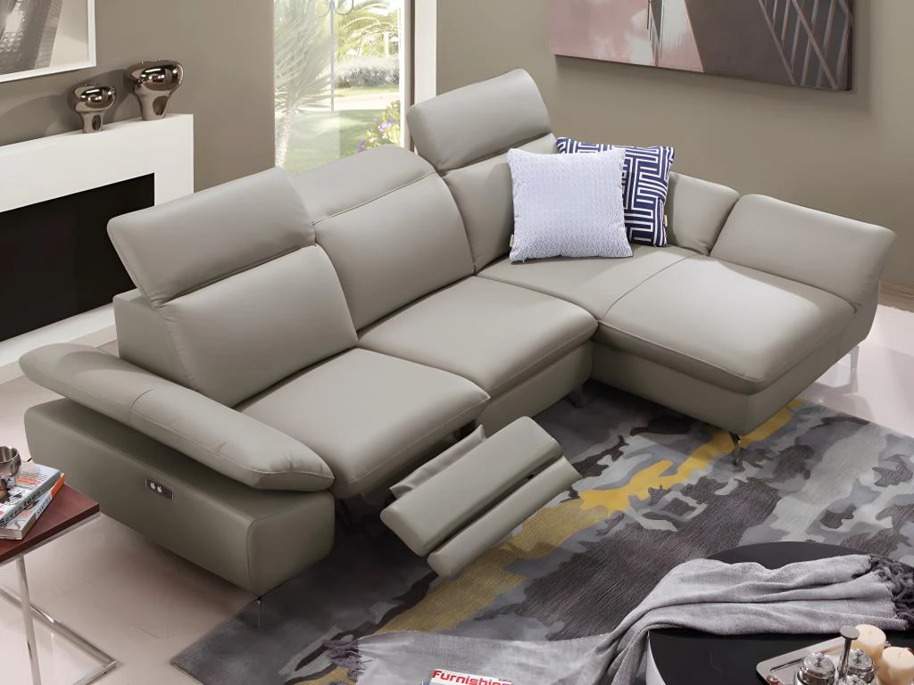 Canapé D'angle Relax électrique En Cuir De Buffle MARSALA - Taupe - Angle Droit 5 Canapé D'angle Relax électrique En Cuir De Buffle MARSALA - Taupe - Angle Droit – Image 3