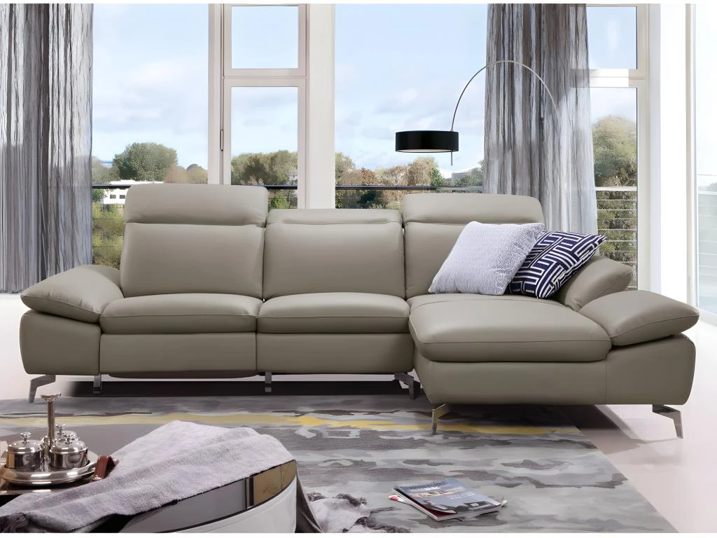 Canapé D'angle Relax électrique En Cuir De Buffle MARSALA - Taupe - Angle Droit 4 Canapé D'angle Relax électrique En Cuir De Buffle MARSALA - Taupe - Angle Droit – Image 2
