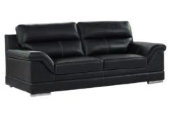 Canapé 3 Places En Cuir De Buffle MONIKA - Noir -Accueil-Canapé canape 289173