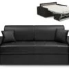 Canapé 4 Places Convertible Express En Simili EMIR - Noir - Couchage 160 Cm - Matelas 22 Cm -Accueil-Canapé canape 289607