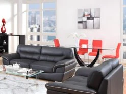 Canapé 2 Places En Cuir THIBAULT - Noir -Accueil-Canapé canape 292575 1