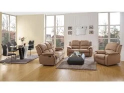 Canapé 3 Places Relax En Microfibre HERNANI - Taupe -Accueil-Canapé canape 292643 2