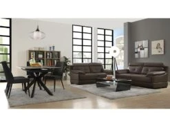 Canapé 2 Places En Cuir De Buffle MANUELLA - Marron -Accueil-Canapé canape 292651 1