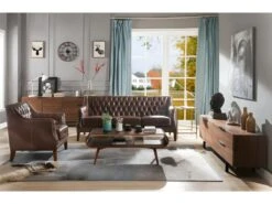 Canapé 3 Places En Cuir COLBERT - Marron -Accueil-Canapé canape 292981 1