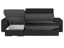 Canapé D'angle Convertible Et Réversible VALMY En Tissu Et Simili - Anthracite Et Noir -Accueil-Canapé canape 295587
