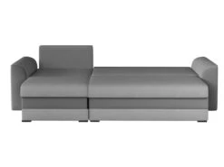 Canapé D'angle Réversible Et Convertible GIANY En Tissu Et Simili- Gris Clair Avec Bandes Anthracites -Accueil-Canapé canape 295849