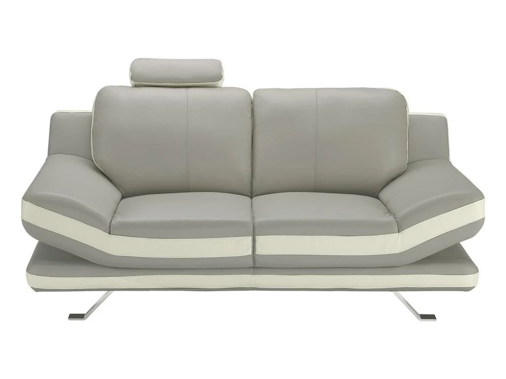 Canapé 2 Places En Cuir LATIKA - Bicolore Beige Et Ivoire 4 Canapé 2 Places En Cuir LATIKA - Bicolore Beige Et Ivoire – Image 2