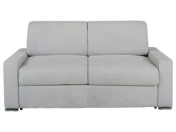 Canapé 3 Places Convertible Express En Tissu CALITO - Gris - Couchage Lattes Larges 140 Cm - Matelas 18 Cm