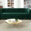 Canapé 3 Places Chesterfield STANLEY - Velours Vert Sapin -Accueil-Canapé canape 315061