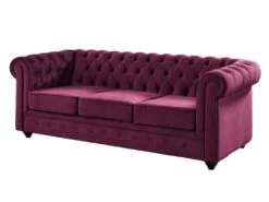 Canapé 3 Places CHESTERFIELD - Velours Pourpre -Accueil-Canapé canape 315655