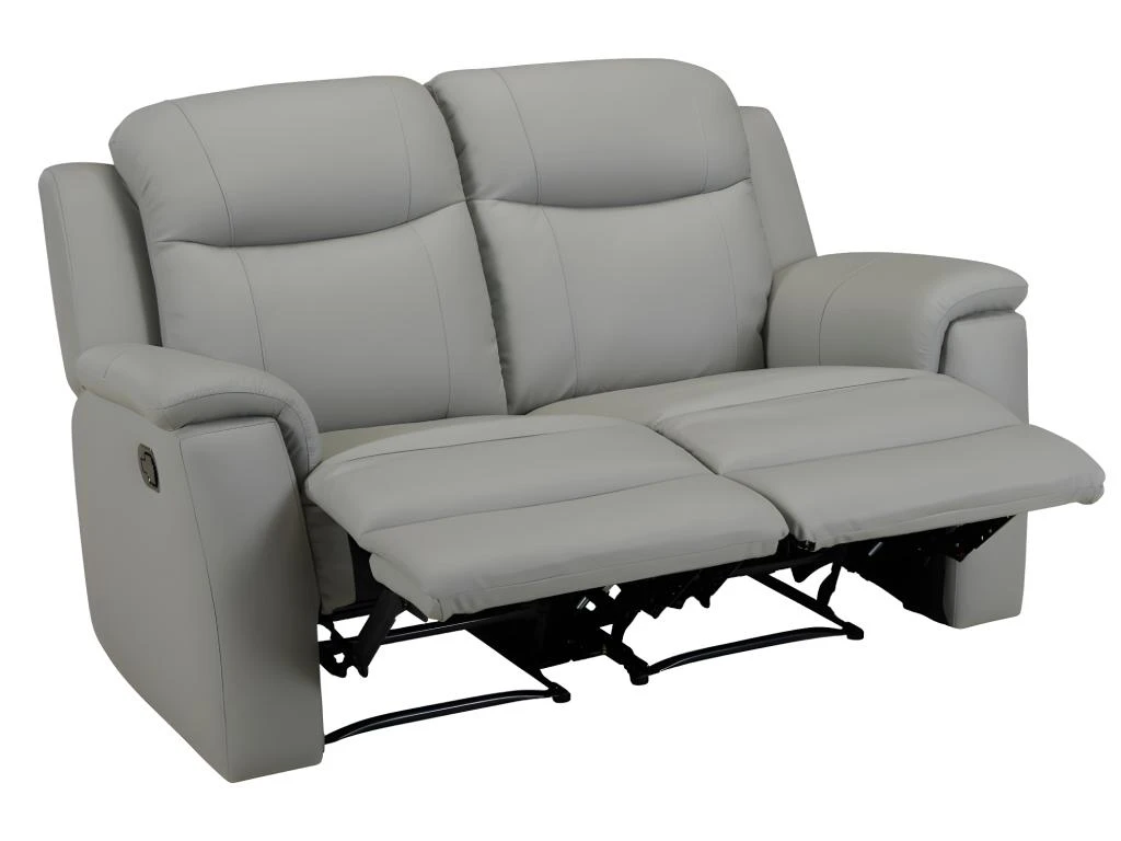 Canapé 2 Places Relax EVASION En Cuir - Gris Clair 6 Canapé 2 Places Relax EVASION En Cuir - Gris Clair – Image 4